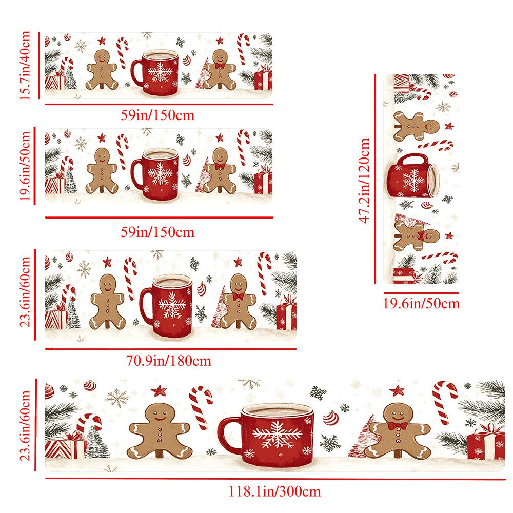VIKAMA Christmas Carpet Gingerbread  Kitchen Rug Doormat Welcome Mat Runner Rug Winter Rug For Bedroom Warm Carpet For Live Room