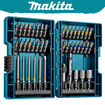 Jogo de Bits para Parafusadeira Elétrica Makita B-55697 43 Peças Codificados por Cores Tipo Flor Cruzada Soquete Sextavado Acessórios para Ferramentas Elétricas