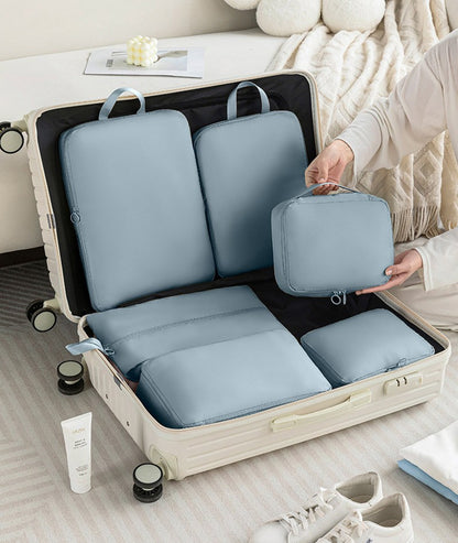 6Pcs Travel Compression Packing Cubes Bag Waterproof Handheld Clothe Separation Storage Bag Portable Suitcase Clothes Organizers