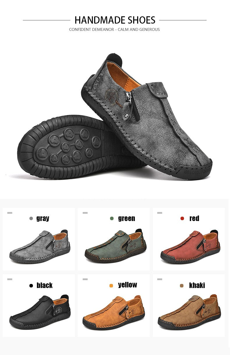 Handmade Leather Men Shoes Casual Slip On Loafers Breathable Leather Shoes Men Flats Hot Sale Moccasins Outdoor Shoes Plus Size