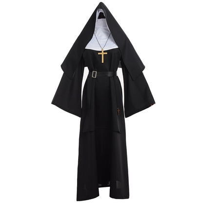 Nun Dress Halloween Costume for Women Scary Cosplay Mary Priest Dresses