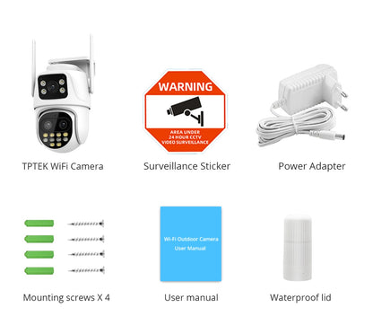 9MP WIFI IP Camera Three Lens Dual Screen With 8X Zoom 6MP PTZ Camera Ai Auto Tracking Security Video Surveillance Camera iCSee