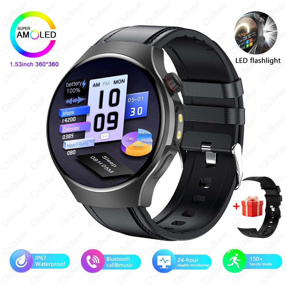 New Smart Watch Men Full Touch Screen Compass Bluetooth Call Flashlight Sports Activity Fitness Heart Rate Waterproof Smartwatch