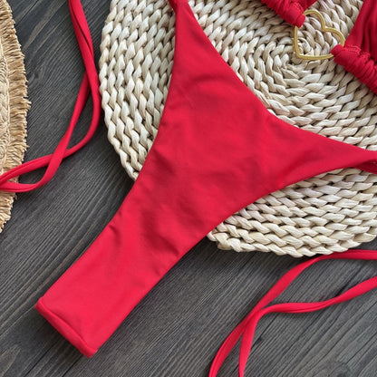 Para Praia 6 Colors Solid Brazilian Bikini Micro Swimwear T-back Swimsuit Women Sexy Biquini 2025 Thong Bikini Set Bathing Suit