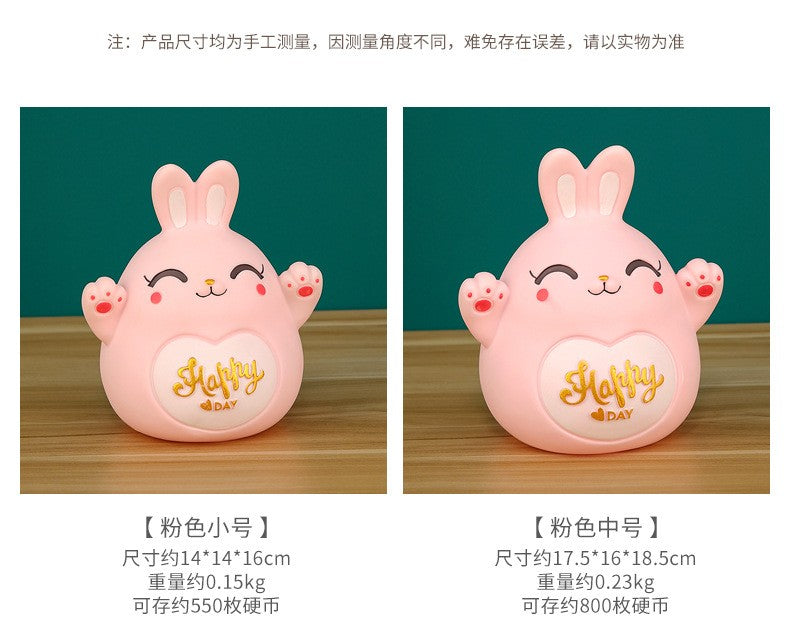 Cartoon Rabbit Piggy Bank Home Living Room Bedroom Ornament Children's Gift Vinyl Anti-fall Piggy Bank Home Accessories
