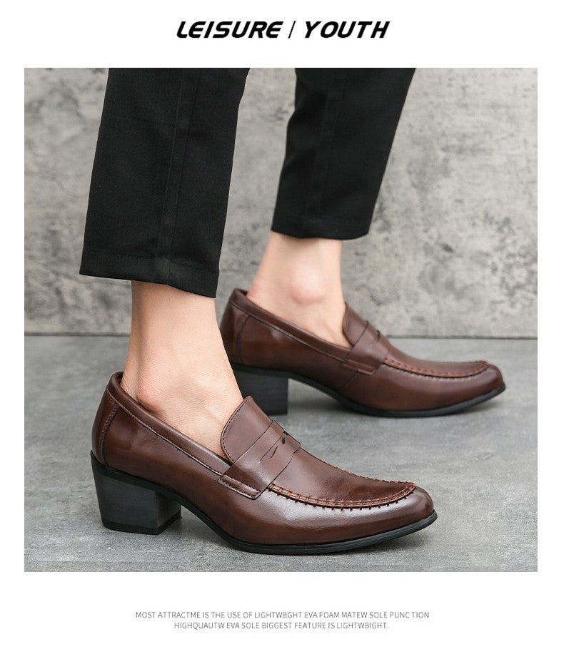 Classic Men's Dress Shoes High Heeled Casual Patry Business Leathers Shoes For Men Classic Wedding Men Formal Social Shoes Man