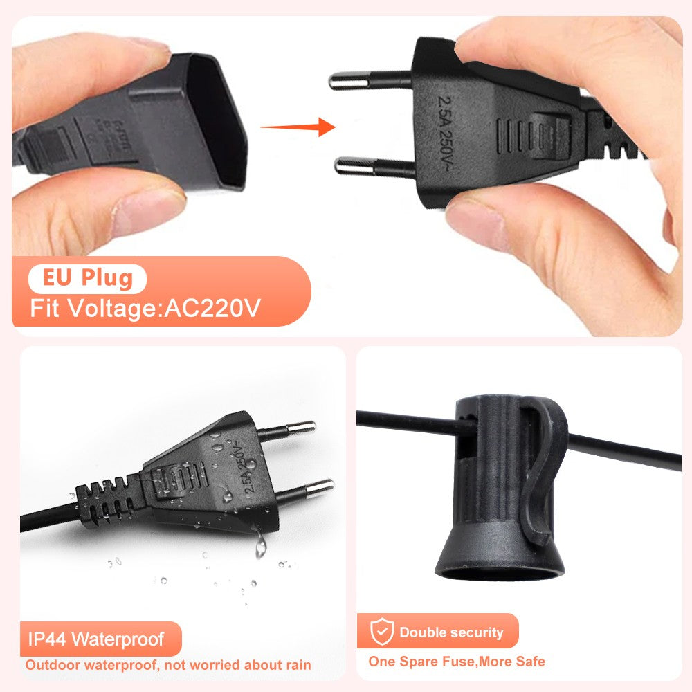 Outdoor LED Waterproof G40 String Light EU Plug Shatterproof Light Bulb Garden Fairy String Lights for Patio Festoon Party Decor