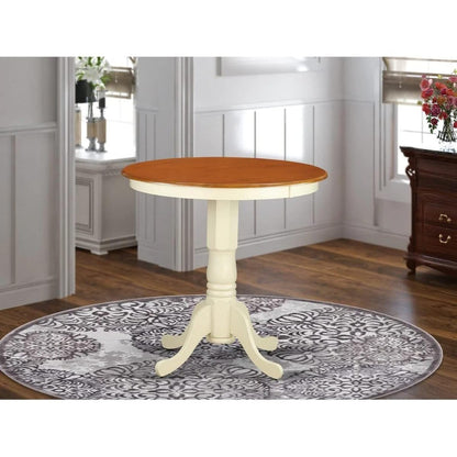 East West Furniture Jackson Round Counter Height Dining Table, 36 Inch Diameter, Black and Cherry Finish