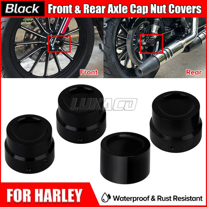 Motorcycle Front Rear Axle Nut Covers Caps Kit For Harley Sportster 883 1200 Touring Dyna Road King Softail Fat Bob Breakout