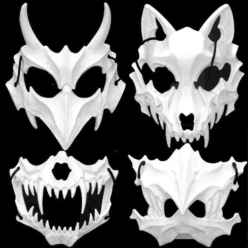 Halloween Half Face Mask Popular Dragon God Fierce Tiger Night Dog Man Wolf Costume Skull Performance Mask Mask Deadpool Terror