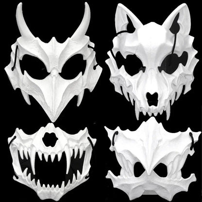 Halloween Half Face Mask Popular Dragon God Fierce Tiger Night Dog Man Wolf Costume Skull Performance Mask Mask Deadpool Terror