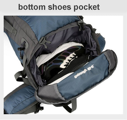Mochila de acampamento em nylon 70L, bolsa de viagem com capa de chuva, mochila para caminhada ao ar livre, mochila de montanhismo, bolsas de ombro masculinas, bagagem