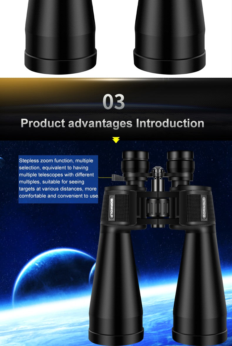 BORWOLF 20-60X70 Binóculos de Alta Ampliação Longo Alcance Zoom 60 Vezes Caça Telescópio Astronômico Profissional HD Zoom