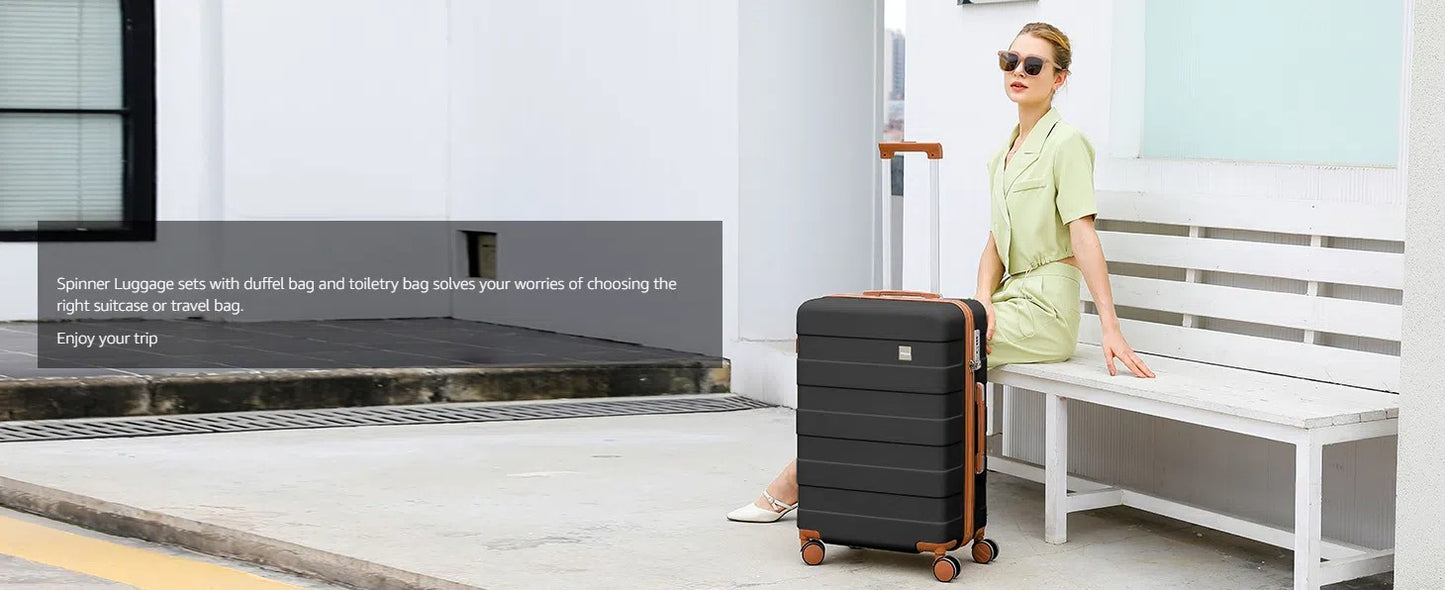 imiomo Travel Luggage Sets, Hard Shell Lightweight Carry on Suitcase with Travel Bag, TSA Lock, Durable Silent Spinner Wheels