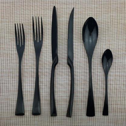 JANKNG Conjunto de Talheres Preto 1 Peça Aço Inoxidável 18/10 Ocidental Talheres de Mesa Garfo Faca de Bife Manteiga Jantar