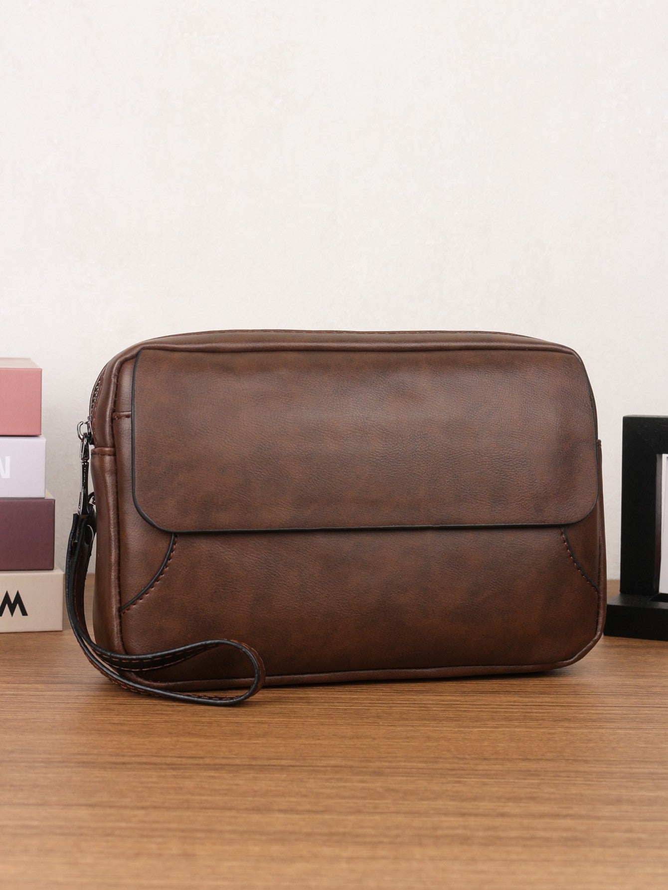 Minimalist Retro Handbag Fashion Business Casual Portable Large Capacity Multifunctional Wristlet Clutch Bag Cell Phone Bag