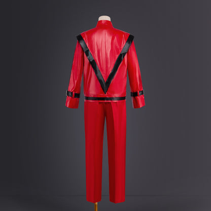 Michael Jackson Thriller Scary Cosplay Costumes movie Red Leather Jacket Pants Uniform Anime Halloween Costume for Men Woman