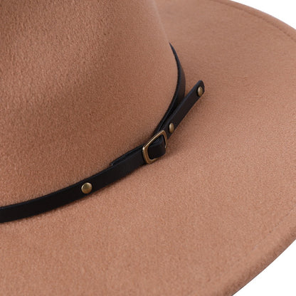 Wool Warm Wide Brim Fedora Hats Women Solid Color Top Jazz Felt Hat For Men Panama Gamble Yellow Hats