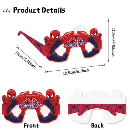 16pcs/set Creative Anime Marvel Spider Man Party Photography Props Paper Glasses Hero Theme Birthday Glasses Decoration Supplie