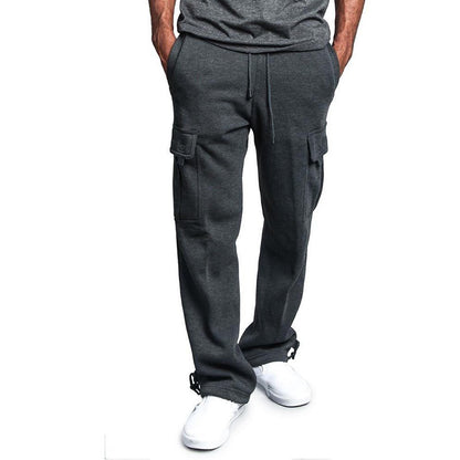 Calça Moletom Masculina Reta, Jogger para Esportes e Moda Urbana, Larga, Grande, com Cordão, Calça Longa Masculina com Múltiplos Bolsos