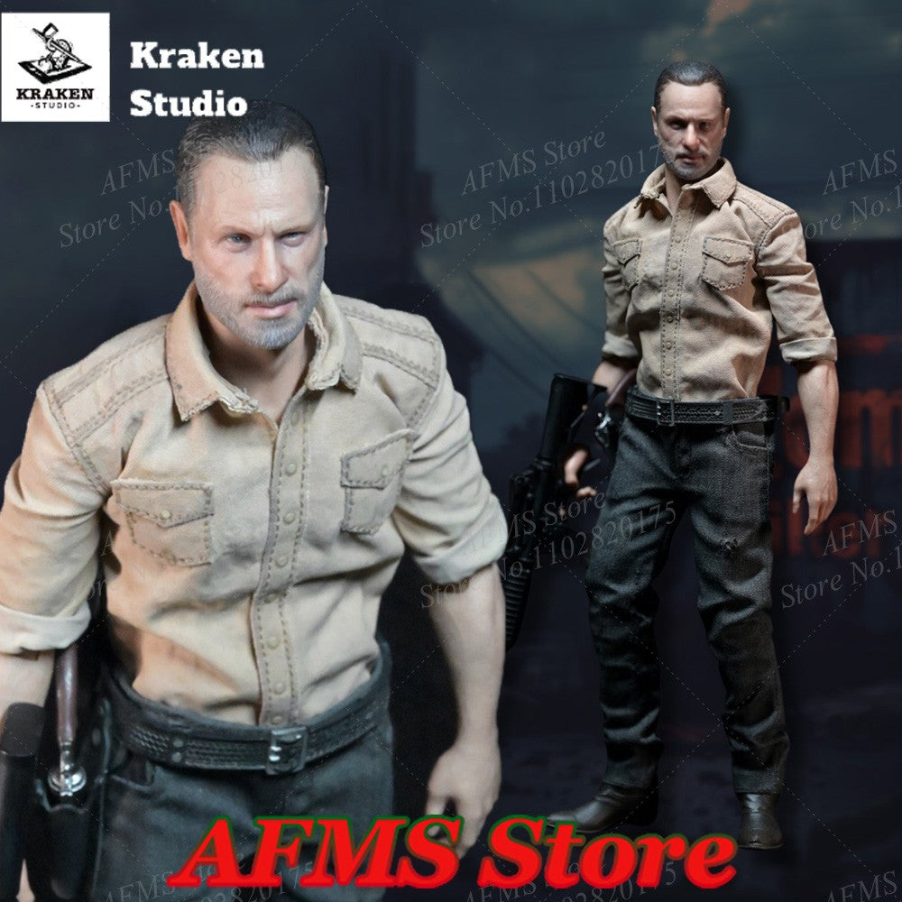 Kraken Studio Figura Colecionável 1/12 Escala Terrifying Zombie Police Killer Rick Conjunto Completo Figura de Ação de Soldado Masculino de 6 Polegadas Modelo