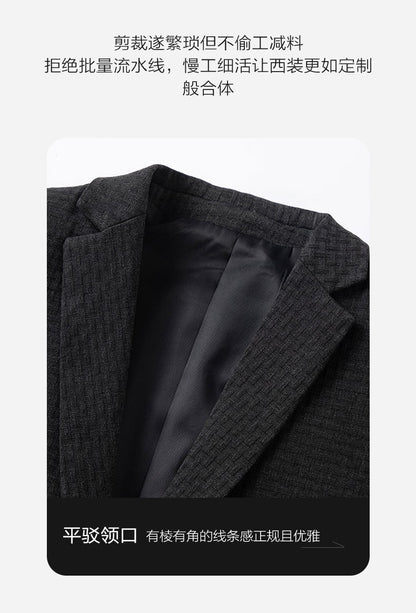 2025 Men's High-End Boutique Wool Suit Casual Business Top Coat Fashion Gentleman Party Four Seasons Elegant Tailored Suit