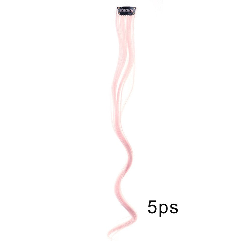 5pcs Colorful Curly Wavy Hair Extensions 18 inch Synthetic Wave Clip-In Hairpieces for Women Cosplay Christmas & New Year Gifts