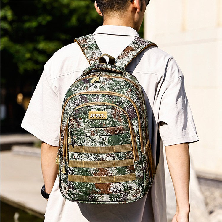 Mochila camuflada unissex | bolsa de viagem multi-bolso, adequada para atividades ao ar livre e viagens curtas - mochila de trilha preta