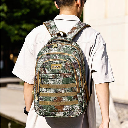 Mochila camuflada unissex | bolsa de viagem multi-bolso, adequada para atividades ao ar livre e viagens curtas - mochila de trilha preta