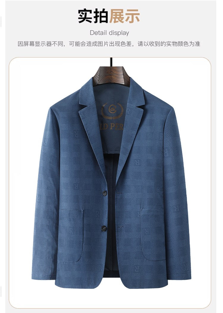 Large Size Thin Ice Silk Suit High Elastic Lightweight Breathable Casual Sun-Protective Smooth Light Luxury Jacket