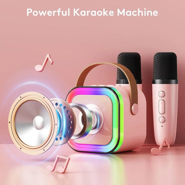 Máquina de karaokê K12 com 1/2 microfones sem fio portátil 5.3 sistema de alto-falante Bluetooth PA luzes RGB áudio doméstico KTV presentes infantis