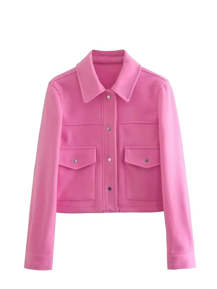 HH Jackets For Womens Autumn Fashion Solid Front Pockets Button Long Sleeve Jacket Elegant Woman Casual Outerwear Coat