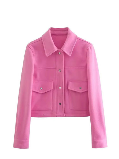 HH Jackets For Womens Autumn Fashion Solid Front Pockets Button Long Sleeve Jacket Elegant Woman Casual Outerwear Coat