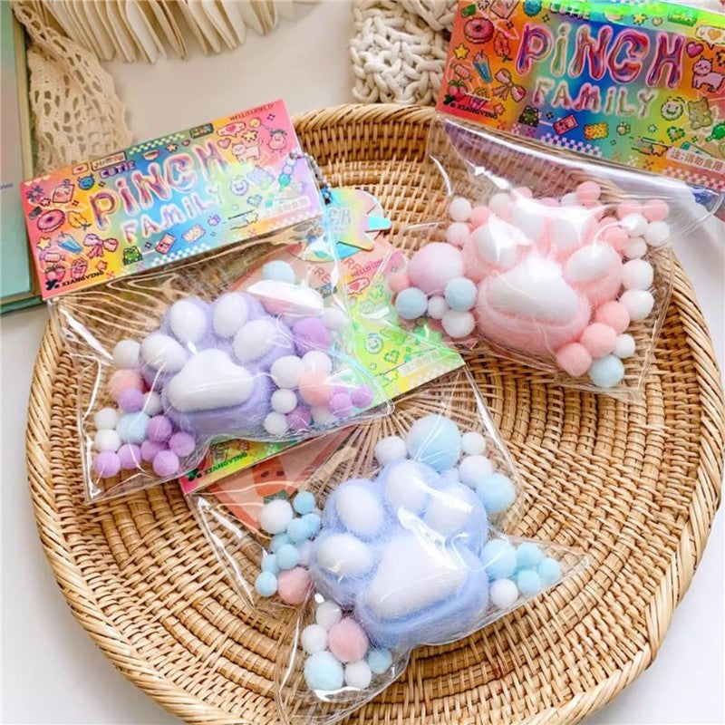 Dropshipping Fidget Toy Mini Squishy Toys Kawaii Plush Soft Cat Paw Transparent Silicone Cube Stress Relief Squeeze Toy