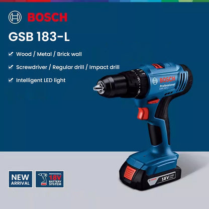 Bosch GSB 183 Parafusadeira Furadeira de Impacto a Bateria Sem Escovas 56Nm Torque Ferramentas Elétricas Multiuso para Madeira Pedra Metal