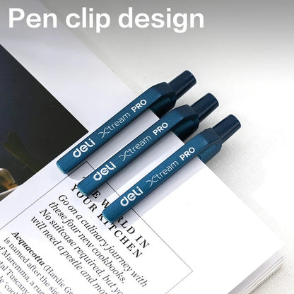 DELI Smooth Writing Ballpoint Pens 0.7mm Black and Blue Ink Pens 12PCS Pack of Retractable Ballpoint Pens for Office School Home