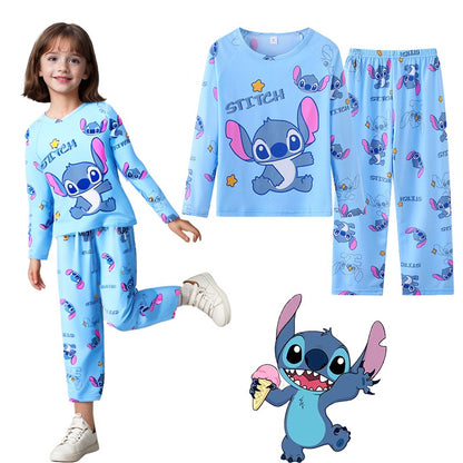 Kids Stitch Pajamas for Boys Girls Home Wear Kids Casual Sleepwear Long Sleeve Pajamas Bottoms Suit Christmas Gifts