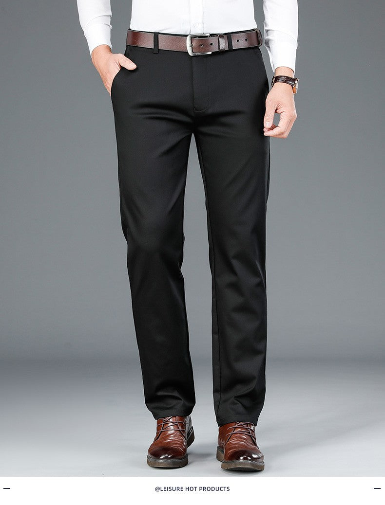 2023 Primavera Novas Calças Casuais Masculinas de Fibra de Bambu Estilo Clássico Negócios Moda Calças Cáqui Elásticas de Algodão Roupa Masculina de Marca