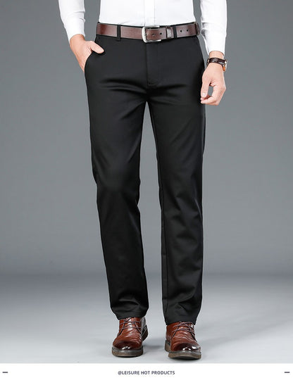 2023 Primavera Novas Calças Casuais Masculinas de Fibra de Bambu Estilo Clássico Negócios Moda Calças Cáqui Elásticas de Algodão Roupa Masculina de Marca