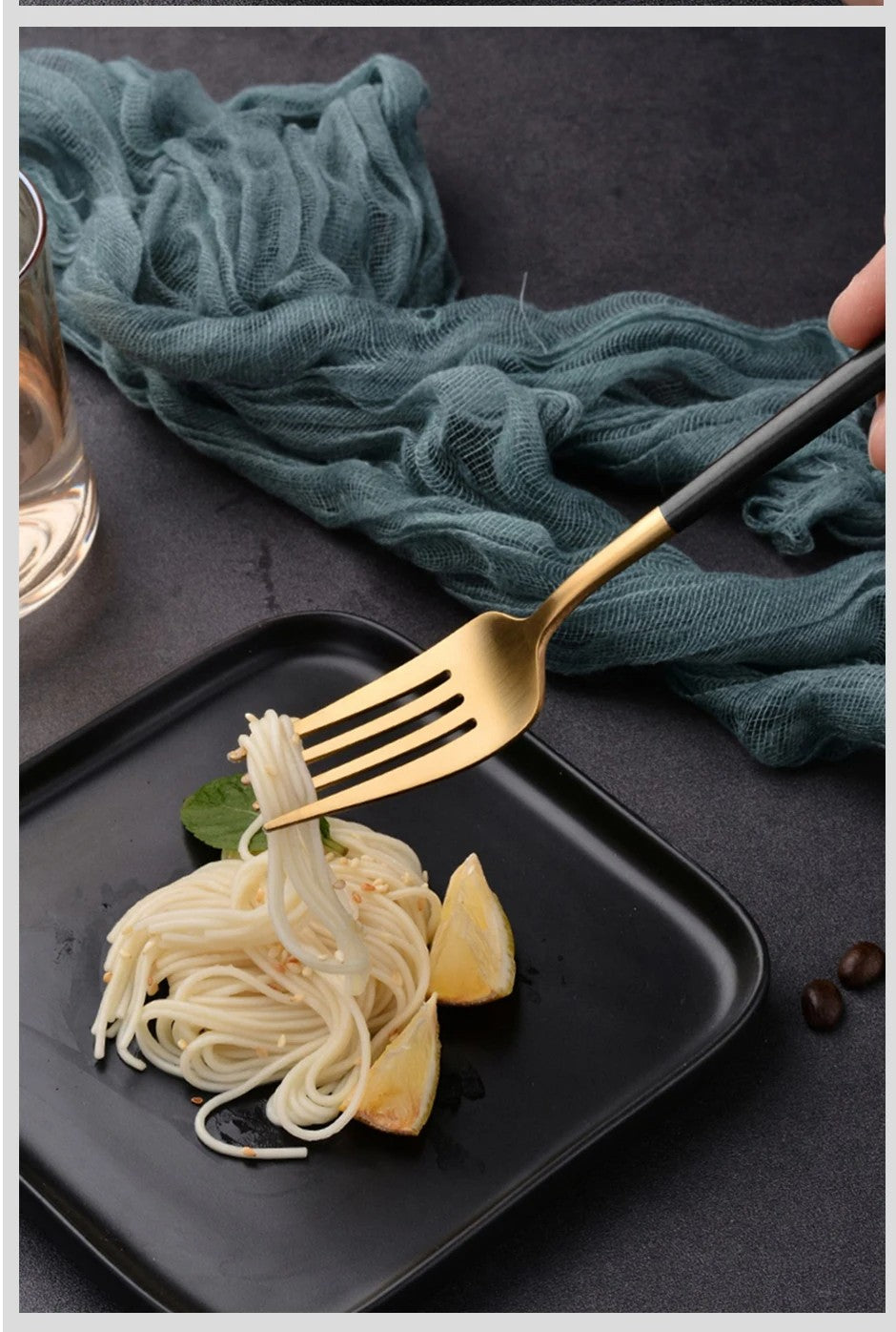 Conjunto de Talheres 24 Peças Aço Inoxidável Preto Dourado Faca Garfo Colher Talheres Ocidentais Prata Utensílios de Mesa