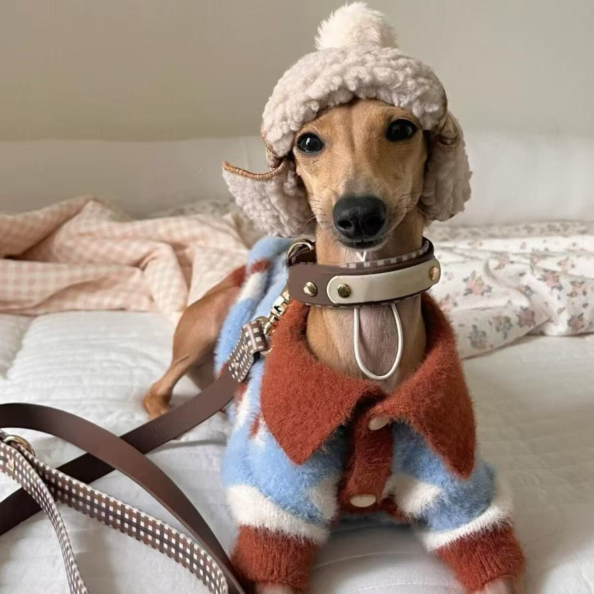 Suéter para Cães Bloqueado por Cores Suéter Listrado para Cães Roupas de Inverno Quentes para Cães Pequenos e Médios Filhotes Bichon Teddy Roupas Quentes para Animais de Estimação