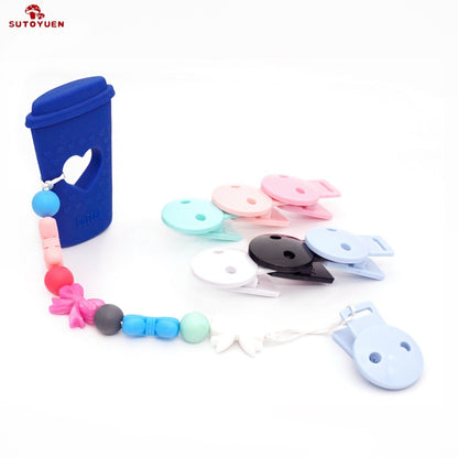 Sutoyuen 20pcs Round Head Pacifier Clip Soother Holder For DIY Beads Baby Dummy Chain Plastic Pacifier Clips Baby Accessories