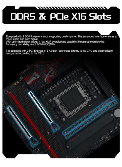 Placa-mãe AM5 DDR5 96GB GAMING Chipset AMD B650 WiFi 6 PCIe 4.0 3x M.2 USB 3.2 Tipo-C 9000MHz para AMD Ryzen 7 9700X, Micro ATX