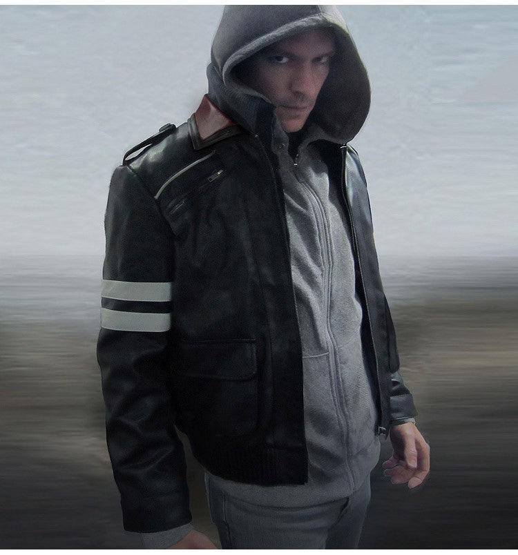 CosZtkhp Double Collars!Game Prototype Alex Mercer PU Leather Jacket Winter Coat Halloween Cosplay Costumes for Women/Men M-4XL