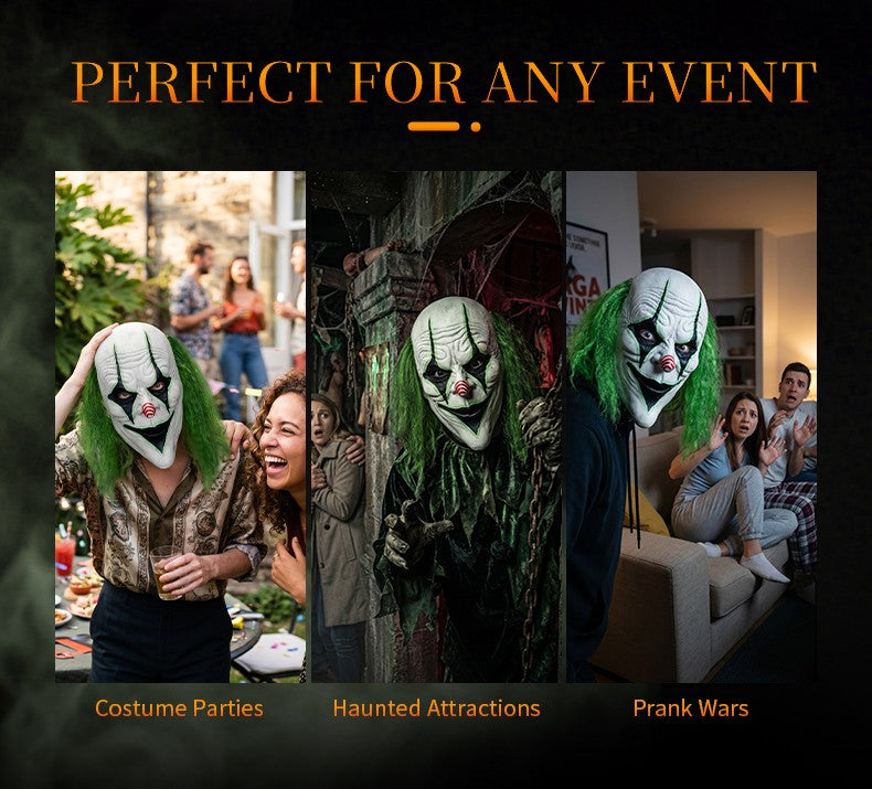 Horror Clown Mask Cosplay Prop Latex Mask, Carnival Novelty Mask, Suitable for Themed Parties, Prank Costumes, Halloween Dance Performances, Etc