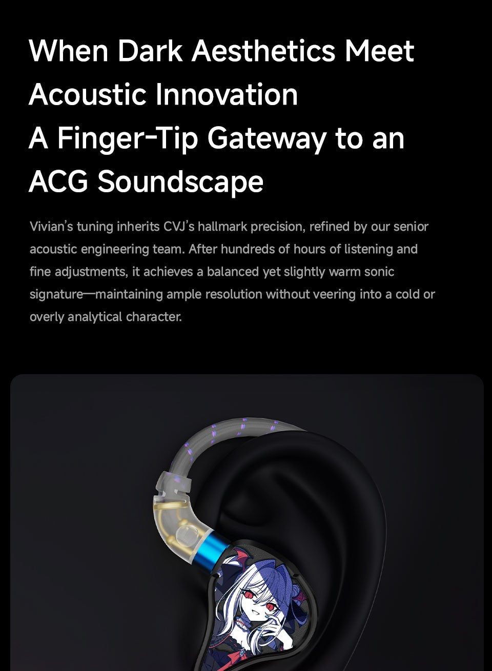 Fone de Ouvido Intra-auricular CVJ Vivian com Driver Dinâmico de 10mm adequado para Música e Jogos Cabo Removível de 0,78mm Qualidade de Som HiFi