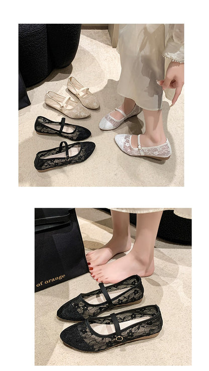2024 New Women Flats Shoes Summer Ballet Flats Fashion Bow Women Shoes Slip on Sweet Hollow Flat Shoes Female Zapatos De Mujer