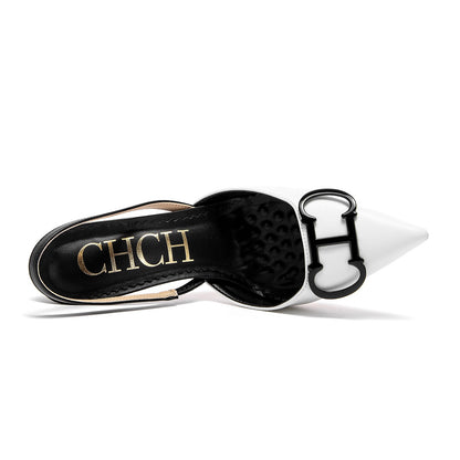 CHCH Salto Alto Feminino 2025 Ponta Fina Destiny Bico Fechado Salto com Tiras Sapatos de Festa Casamento Sexy 9cm