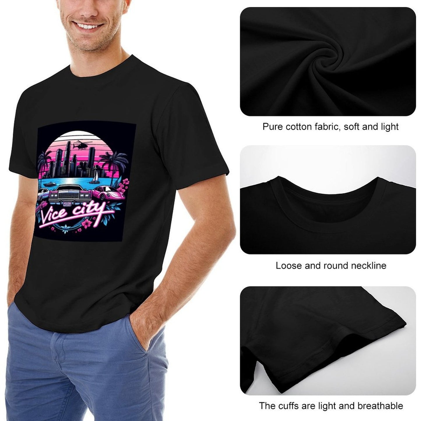 Welcome Vice City - Gta 6 GTA VI collection T-Shirt rapper graphic tees sweat gifts for boyfriend plus size men clothing