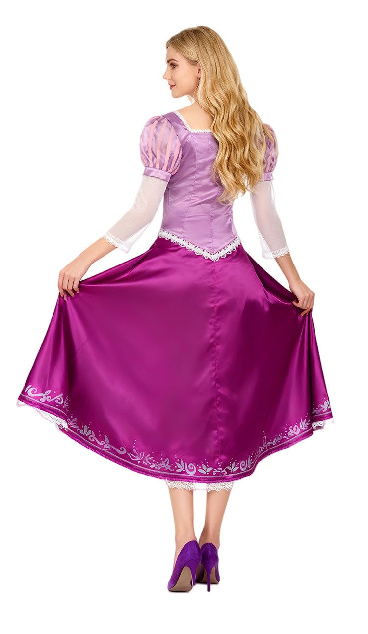 Tangled Couple Cosplay Costume Rapunzel Long Gown Flynn Rider Prince Outfit Full Set Halloween Stage Performance Wear